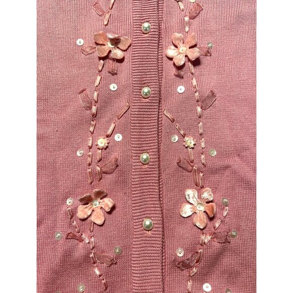 THE LOOK by Randolph Duke 3Pc Pink Knit Set 3X Embroidered Silk Blend - Picture 3 of 6